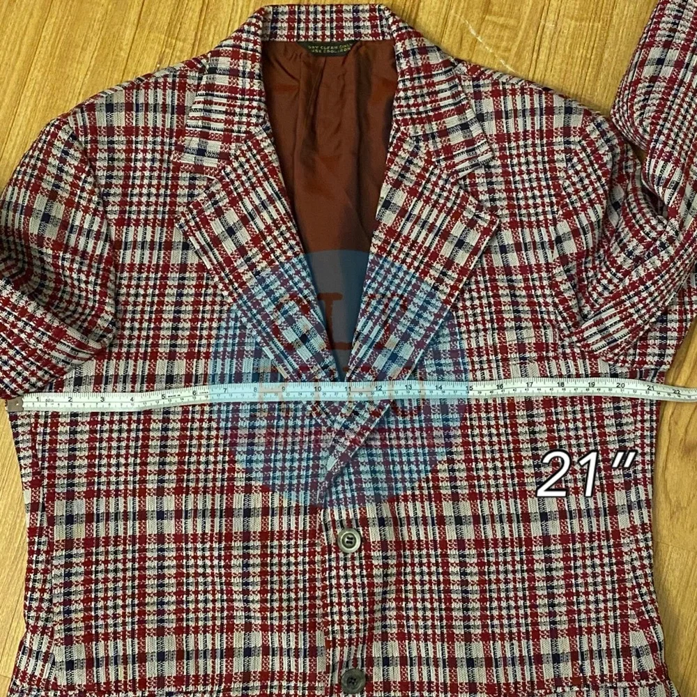 70s vtg Double Knit Plaid Blazer